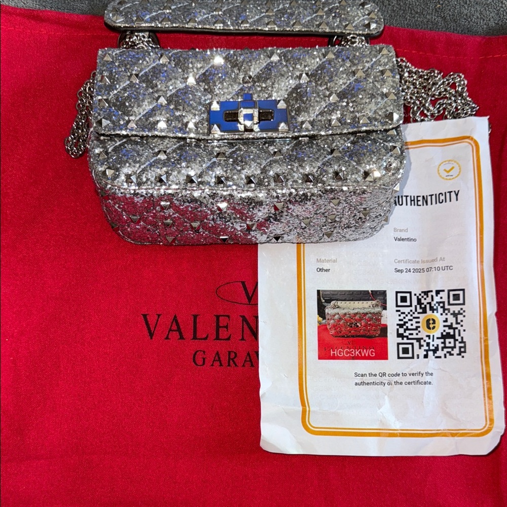 Valentino Garavani Silver Sequins Mini Bag pristine condition comes w dust bag.